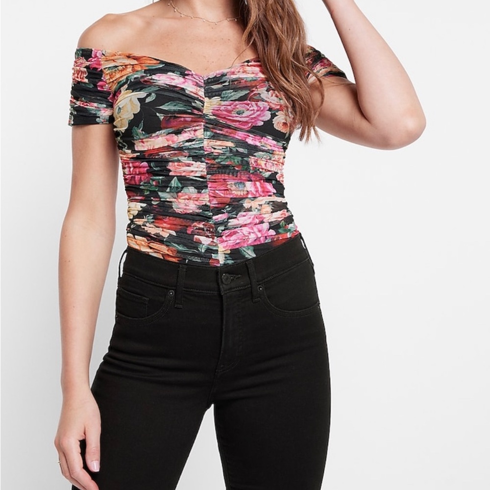 EXPRESS FLORAL MESH BODYSUIT